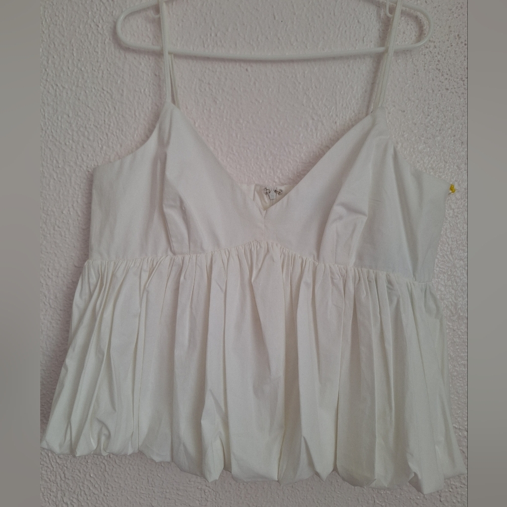 NWT CeCe White Smocked Tiered Crop Top